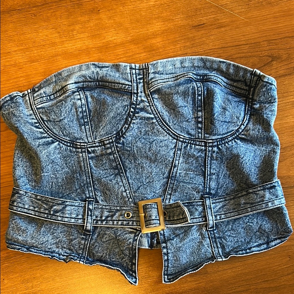 Blue Denim Corset Top